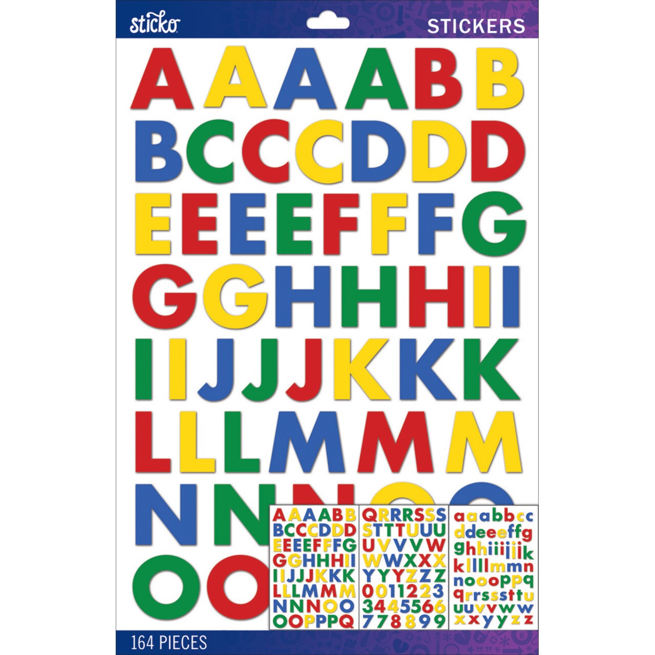 Sticko Alphabet Stickers - Futura Bold Large, Primary, 164pcs